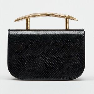 Zara Croc Embossed Bag with Gold Metallic Handle